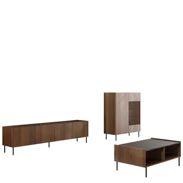 Akihito Möbelset För Vardagsrum - Brun - Förvaring - Förvaringsmöbler - Möbelset för vardagsrum