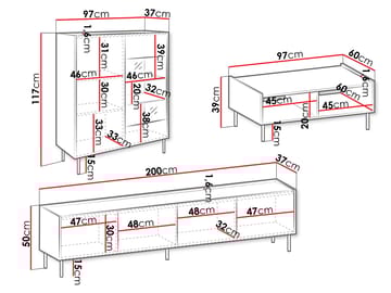 Akihito Möbelset För Vardagsrum - Brun - Förvaring - Förvaringsmöbler - Möbelset för vardagsrum