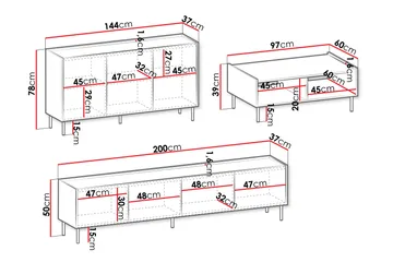 Akihito Möbelset För Vardagsrum - Brun - Förvaring - Förvaringsmöbler - Möbelset för vardagsrum