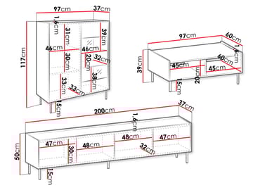 Akihito Möbelset För Vardagsrum - Brun - Förvaring - Förvaringsmöbler - Möbelset för vardagsrum