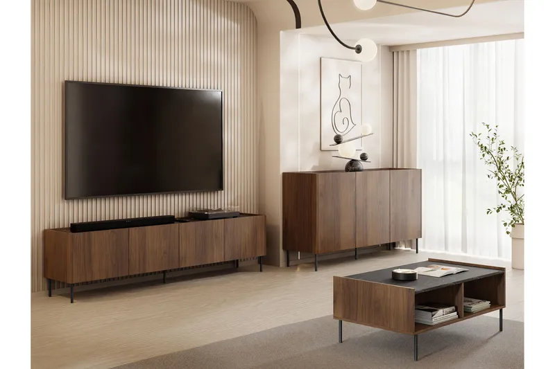 Akihito Möbelset För Vardagsrum - Brun - Förvaring - Förvaringsmöbler - Möbelset för vardagsrum