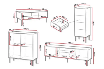 Akiko Möbelset För Vardagsrum - Beige - Förvaring - Förvaringsmöbler - Möbelset för vardagsrum
