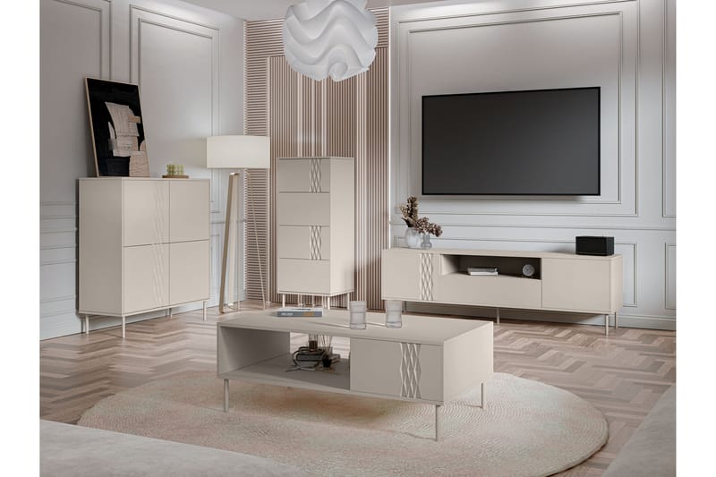 Akiko Möbelset För Vardagsrum - Beige - Förvaring - Förvaringsmöbler - Möbelset för vardagsrum