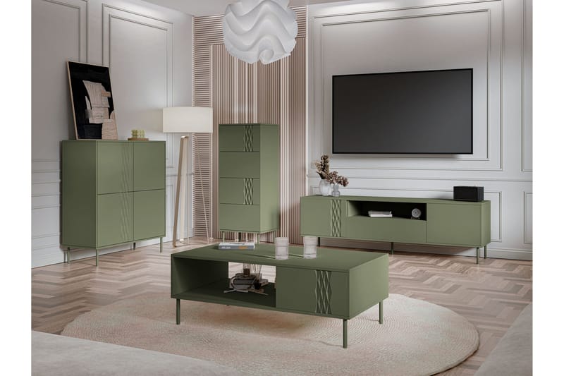 Akiko Möbelset För Vardagsrum - Grön - Förvaring - Förvaringsmöbler - Möbelset för vardagsrum
