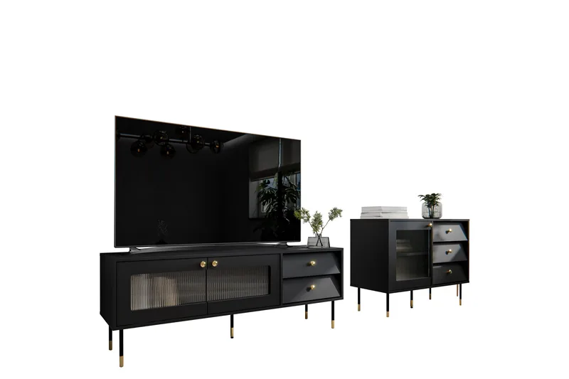 Akilesh Möbelset För Vardagsrum, Svart