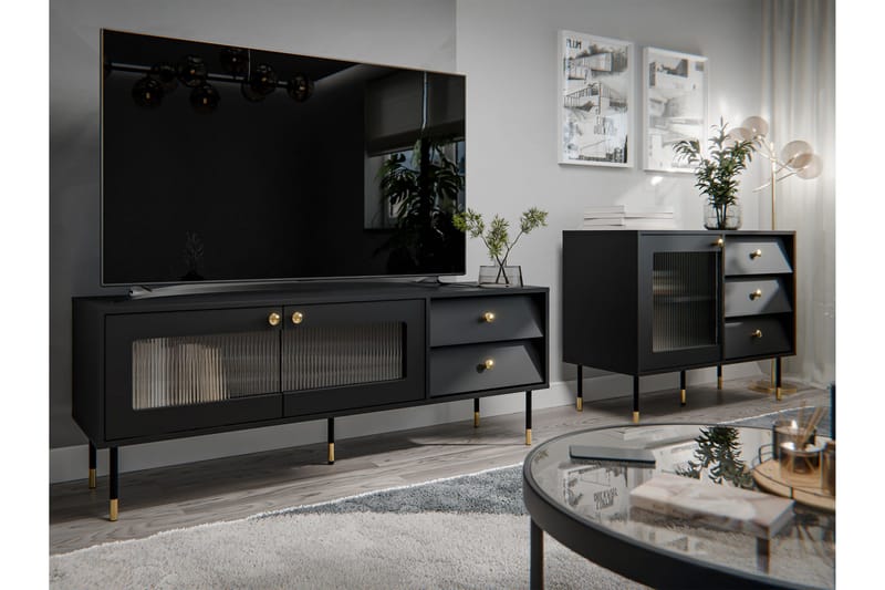 Akilesh Möbelset För Vardagsrum - Svart - Förvaring - Förvaringsmöbler - Möbelset för vardagsrum