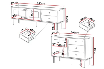Akilesh Möbelset För Vardagsrum - Vit - Förvaring - Förvaringsmöbler - Möbelset för vardagsrum
