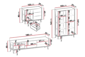 Akinari Möbelset För Vardagsrum - Natur/Beige - Förvaring - Förvaringsmöbler - Möbelset för vardagsrum