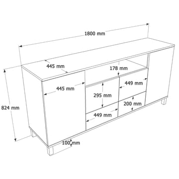Aldarte Konsolbord 180x82,4x44,5 cm - sandek - Förvaring - Förvaringsmöbler - Sideboard & skänk