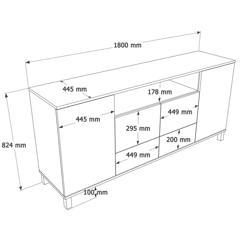 Aldarte Konsolbord 180x82,4x44,5 cm - sandek - Förvaring - Förvaringsmöbler - Sideboard & skänk