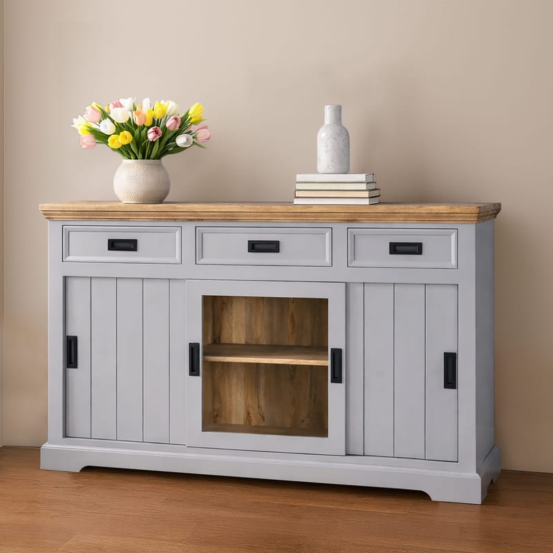 Alpinist Skänk 160x90 cm - Grå och naturträ - Förvaring - Förvaringsmöbler - Sideboard & skänk