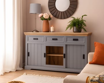 Alpinist Skänk 160x90 cm - Grå och naturträ - Förvaring - Förvaringsmöbler - Sideboard & skänk