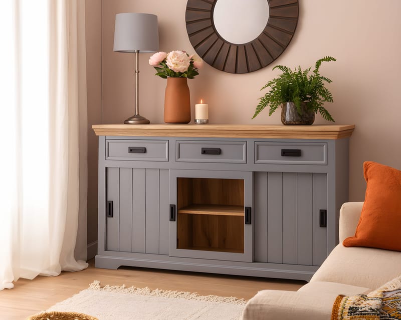 Alpinist Skänk 160x90 cm - Grå och naturträ - Förvaring - Förvaringsmöbler - Sideboard & skänk