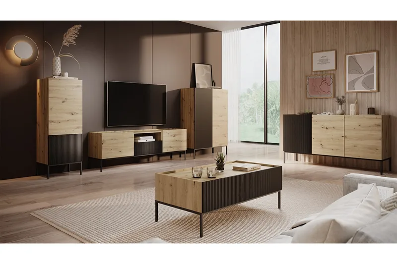 Amelus Möbelset För Vardagsrum - Brun - Förvaring - Förvaringsmöbler - Möbelset för vardagsrum