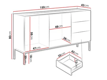 Amelus Skänk 150x42 cm - Beige - Förvaring - Förvaringsmöbler - Sideboard & skänk