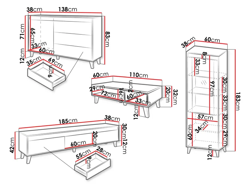 Amshyttan Möbelset För Vardagsrum - Brun/Svart - Förvaring - Förvaringsmöbler - Möbelset för vardagsrum