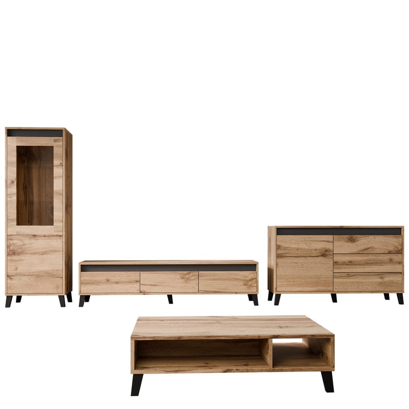 Amshyttan Möbelset För Vardagsrum, Brun/Svart