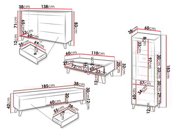 Amshyttan Möbelset För Vardagsrum - Brun/Svart - Förvaring - Förvaringsmöbler - Möbelset för vardagsrum