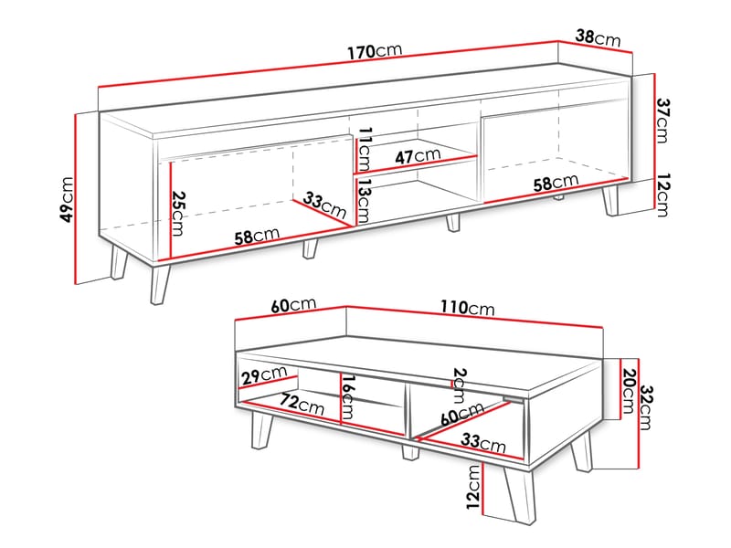Amshyttan Möbelset För Vardagsrum - Brun/Svart - Förvaring - Förvaringsmöbler - Möbelset för vardagsrum