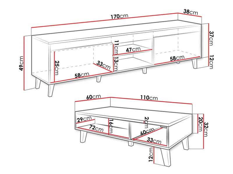 Amshyttan Möbelset För Vardagsrum - Brun/Svart - Förvaring - Förvaringsmöbler - Möbelset för vardagsrum