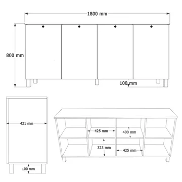 Avero Konsolbord 180x80x42,1 cm - Vit och ek - Förvaring - Förvaringsmöbler - Sideboard & skänk