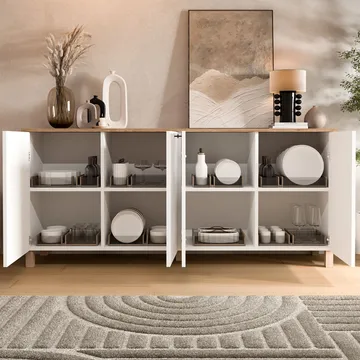 Avero Konsolbord 180x80x42,1 cm - Vit och ek - Förvaring - Förvaringsmöbler - Sideboard & skänk