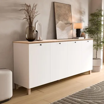 Avero Konsolbord 180x80x42,1 cm - Vit och ek - Förvaring - Förvaringsmöbler - Sideboard & skänk