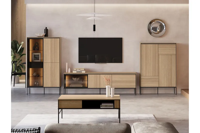 Basici Möbelset För Vardagsrum - Vit/Svart - Förvaring - Förvaringsmöbler - Möbelset för vardagsrum