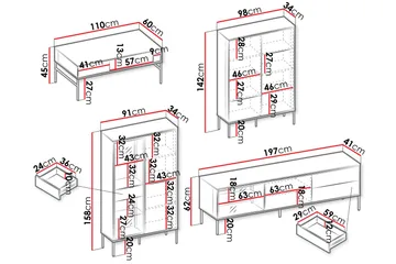 Basici Möbelset För Vardagsrum - Vit/Svart - Förvaring - Förvaringsmöbler - Möbelset för vardagsrum