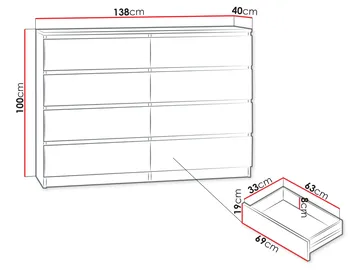 Basildon Byrå 138 cm - brun - Förvaring - Förvaringsmöbler - Byrå
