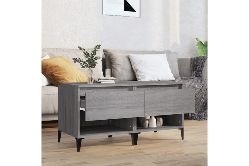beBasic Sidobord 2 st grå sonoma 50x46x50 cm konstruerat trä - Grey - Sideboard & skänk