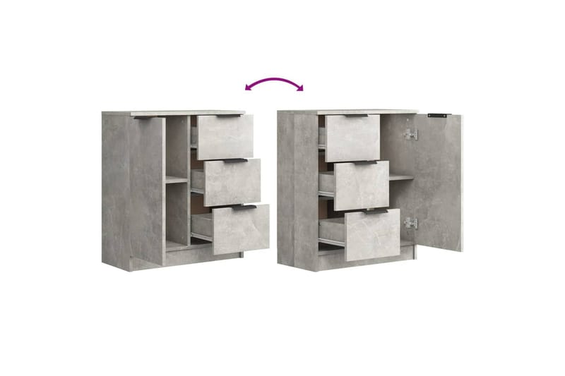 beBasic Skänk 2 st betonggrå 60x30x70 cm konstruerat trä - Grey - Sideboard & skänk