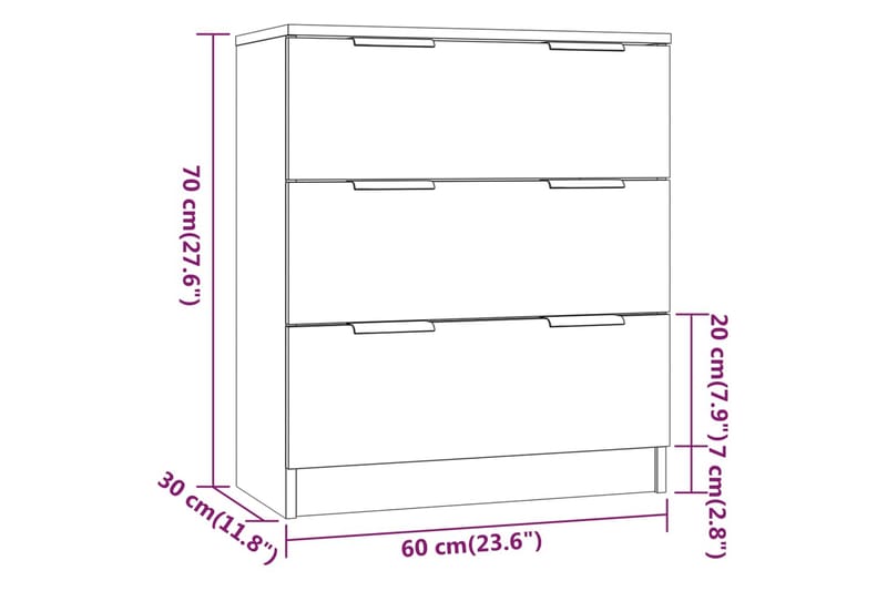 beBasic Skänk 3 delar grå sonoma konstruerat trä - Grey - Sideboard & skänk