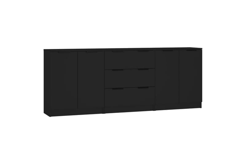 beBasic Skänk 3 delar svart konstruerat trä - Black - Sideboard & skänk