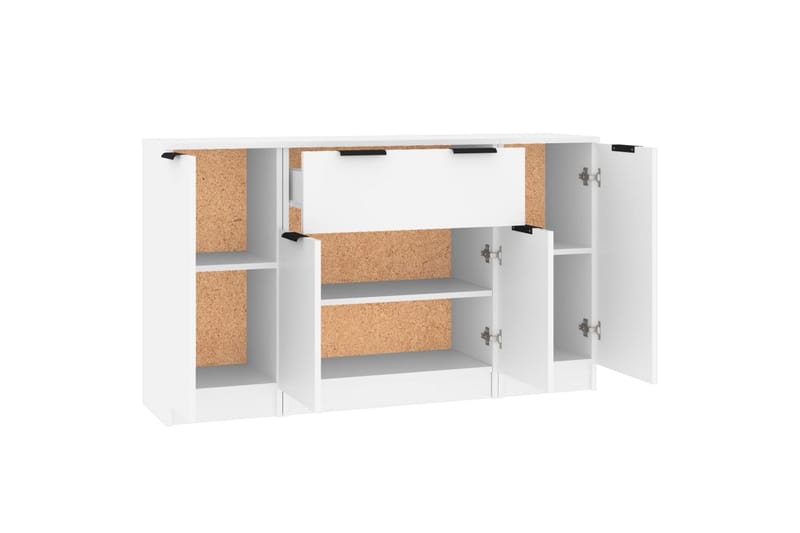 beBasic Skänk 3 delar Vit konstruerat trä - White - Sideboard & skänk