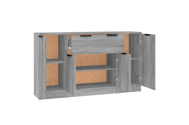 beBasic Skänkar 3 st grå sonoma konstruerat trä - Grey - Sideboard & skänk