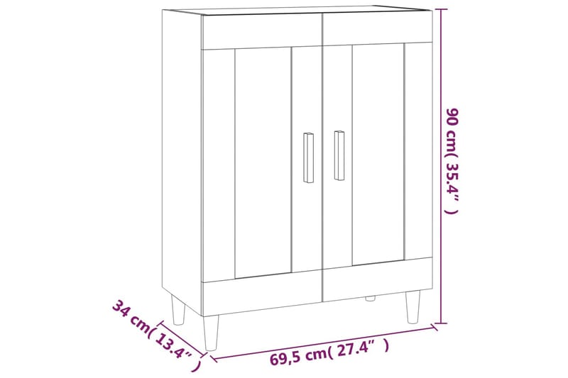 beBasic Skåp vit 69,5x34x90 cm konstruerat trä - White - Sideboard & skänk