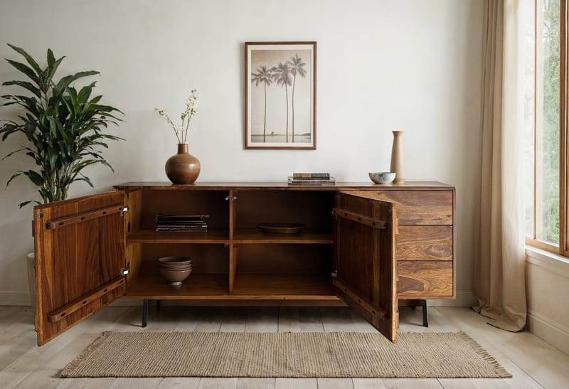 Belino Sideboard 175 cm Industriell stil - varmbrun och svart - Förvaring - Förvaringsmöbler - Sideboard & skänk