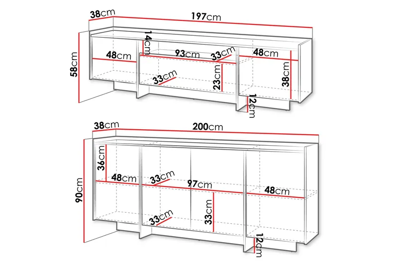Bellia Möbelset För Vardagsrum - Brun - Förvaring - Förvaringsmöbler - Möbelset för vardagsrum
