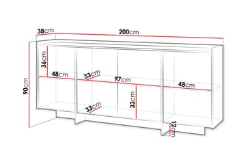 Bellia Skänk 200x38 cm - Brun/Vit - Förvaring - Förvaringsmöbler - Sideboard & skänk