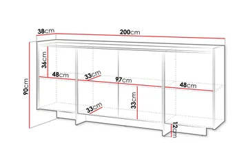 Bellia Skänk 200x38 cm - Brun/Vit - Förvaring - Förvaringsmöbler - Sideboard & skänk