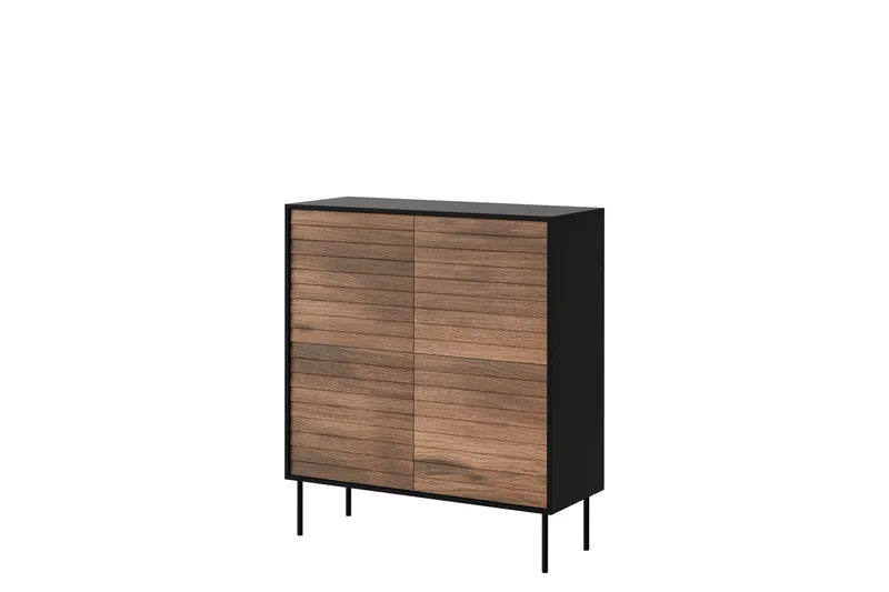 Belonger Byrå 102 cm, Svart/Valnöt