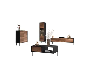 Belonger Möbelset För Vardagsrum - Svart/Valnöt - Förvaring - Förvaringsmöbler - Möbelset för vardagsrum