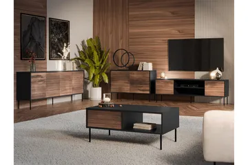 Belonger Möbelset För Vardagsrum - Svart/Valnöt - Förvaring - Förvaringsmöbler - Möbelset för vardagsrum