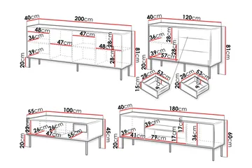 Belonger Möbelset För Vardagsrum - Svart/Valnöt - Förvaring - Förvaringsmöbler - Möbelset för vardagsrum