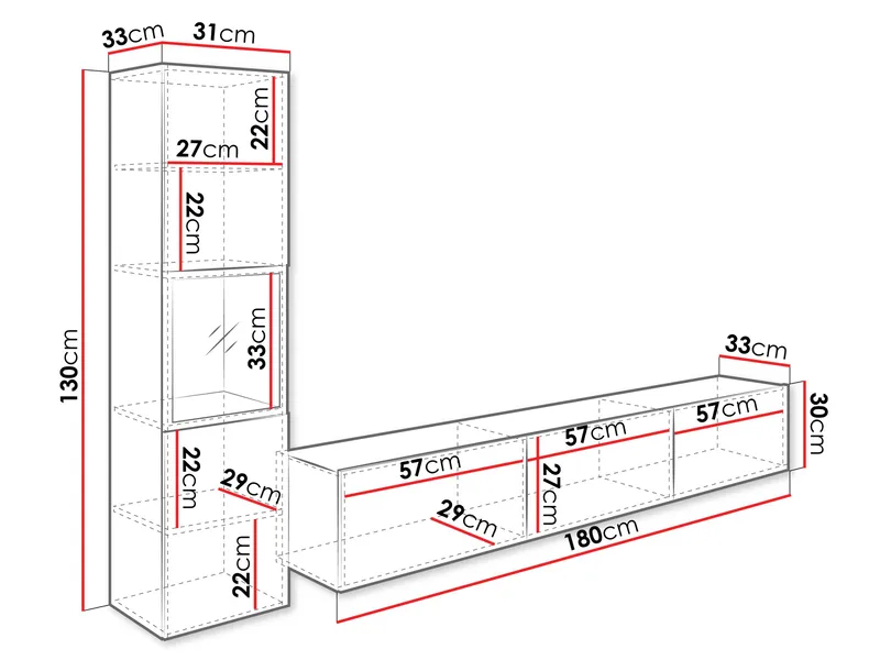 Bergfelde Tv-Enhet 2-delar - Förvaring - Förvaringsmöbler - Möbelset för vardagsrum