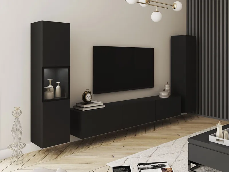 Bergfelde Tv-Enhet 3-delar med Belysning - Förvaring - Förvaringsmöbler - Möbelset för vardagsrum