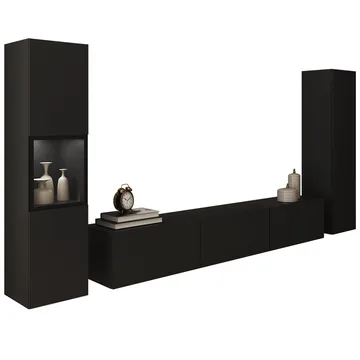 Bergfelde Tv-Enhet 3-delar med Belysning - Förvaring - Förvaringsmöbler - Möbelset för vardagsrum