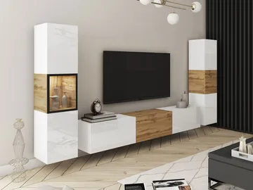 Bergfelde Tv-Enhet 3-delar med Belysning - Förvaring - Förvaringsmöbler - Möbelset för vardagsrum