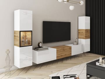 Bergfelde Tv-Enhet 3-delar med Belysning - Förvaring - Förvaringsmöbler - Möbelset för vardagsrum